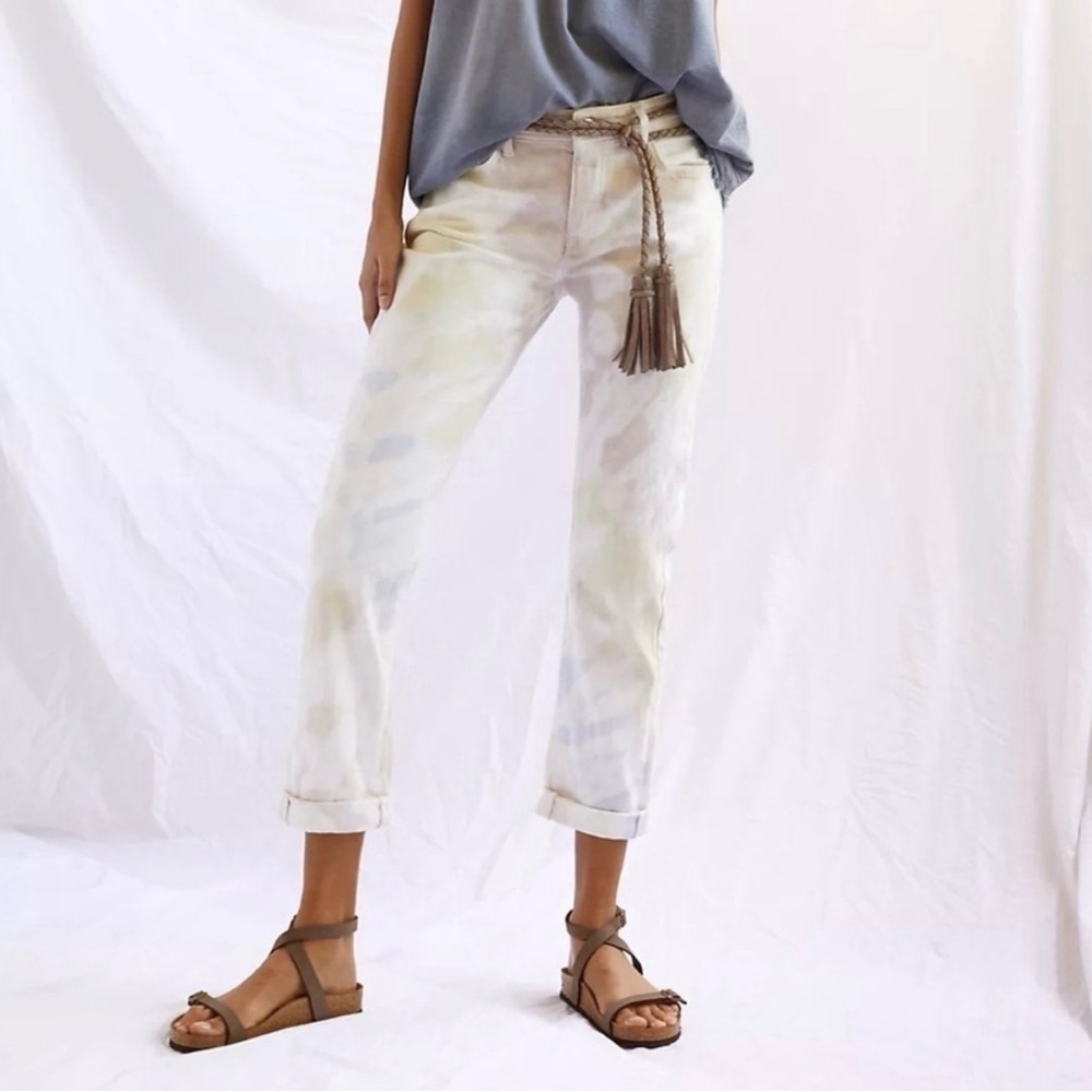 Anthropologie Pilcro Slim Boyfriend Crop Jeans Pastel Tie-Dye size 28 Bohemian